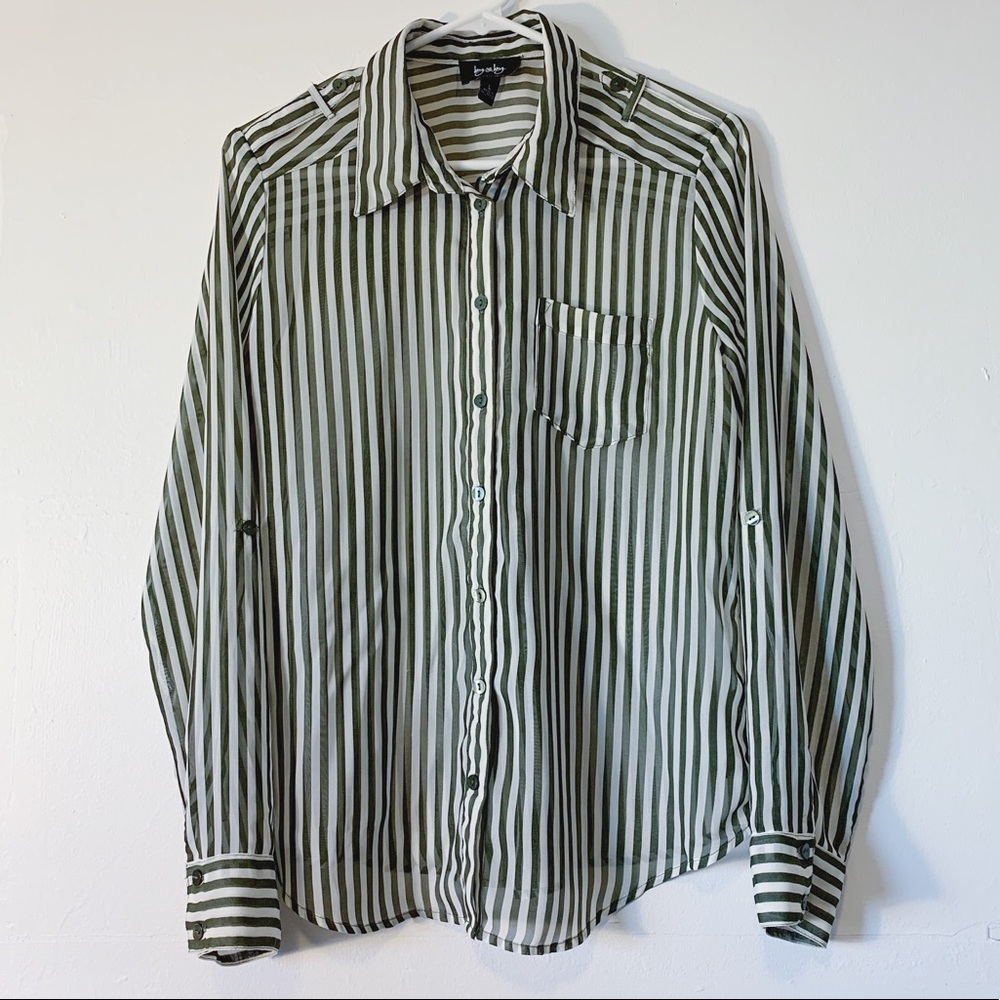 🌿SALE🌿 By&By sheer striped button down NWOT Sz L